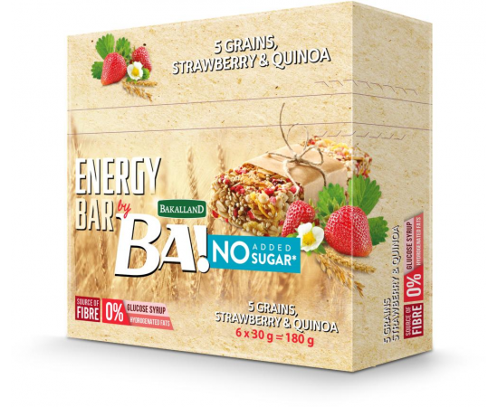 Bakalland - Ba! Bar No Sugar Strawberry & Quinoa   25x30g - Bulkbox Wholesale