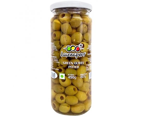 Luxeapears Green Olives Pitted 6x450g - Bulkbox Wholesale