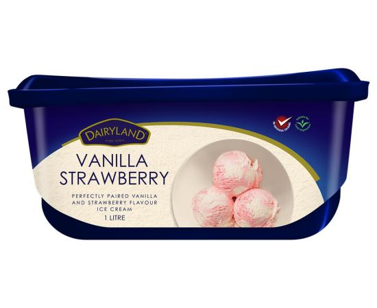 Dairyland Vanilla/Strawberry Ice Cream 1x1L - Bulkbox Wholesale