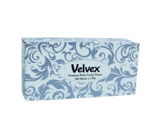 Velvex White Plain Premium Facial Tissue 12x140 Sheets - Bulkbox Wholesale