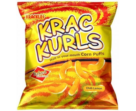 Krac Kurls Chilli Lemon Corn Puffs  48x25g - Bulkbox Wholesale