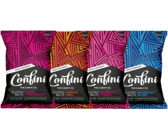 Confini Liquorice Assorted Dusted Belts 24x75g - Bulkbox Wholesale