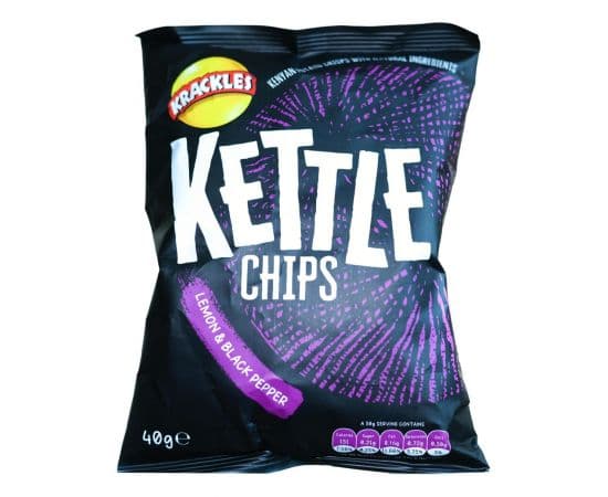 Kettle Cooked Potato Crisps Lemon & Black Pepper 48x40g - Bulkbox Wholesale