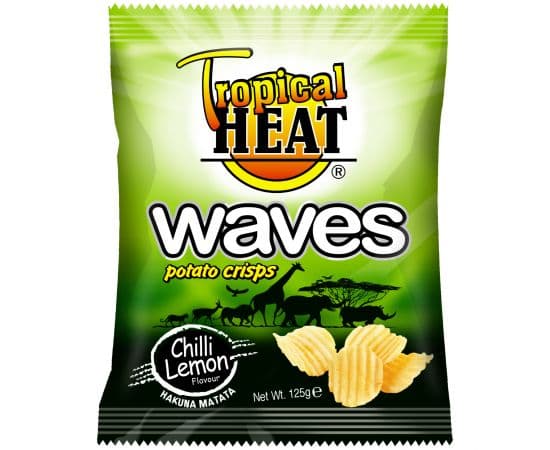 Tropical Heat Waves Crisps Chilli Lemon 36x30g - Bulkbox Wholesale