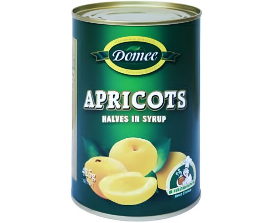 Domee Apricot Halves In Syrup  12x425g - Bulkbox Wholesale