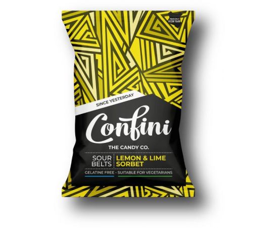 Confini Liquorice Sour Belts Lemon Sorbet 6x75g - Bulkbox Wholesale