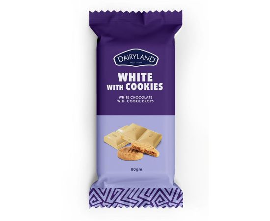 Dairyland White with Cookies Chocolate 24x40g - Bulkbox Wholesale