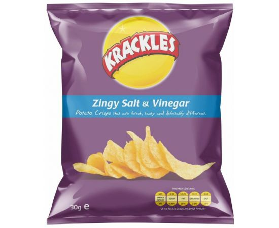 Krackles Potato Crisps Zingy Salt & Vinegar - Bulkbox Wholesale