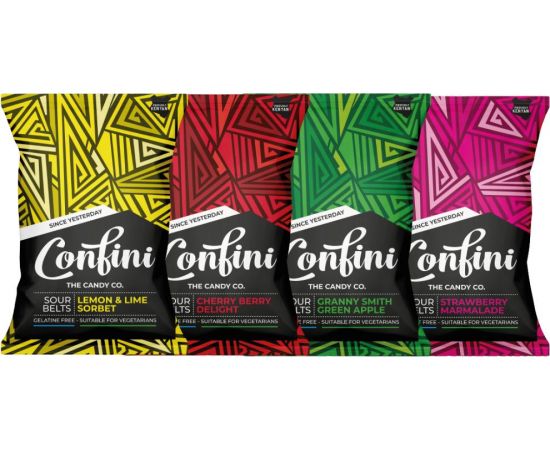 Confini Liquorice Assorted Sour Belts 24x75g - Bulkbox Wholesale