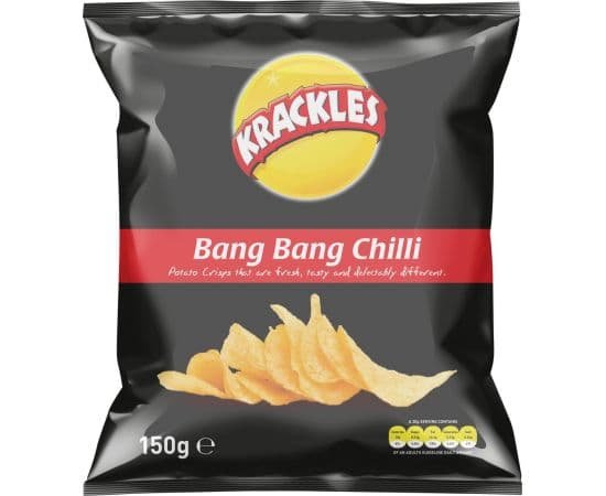 Krackles Potato Crisps Bang Bang Chilli 12x125g - Bulkbox Wholesale