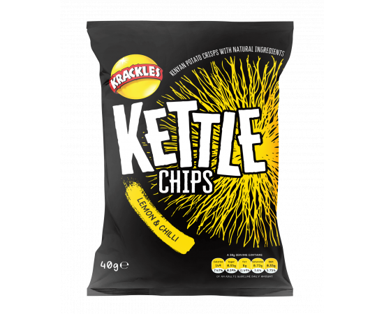 Kettle Cooked Potato Crisps Lemon & Chilli 48x40g - Bulkbox Wholesale