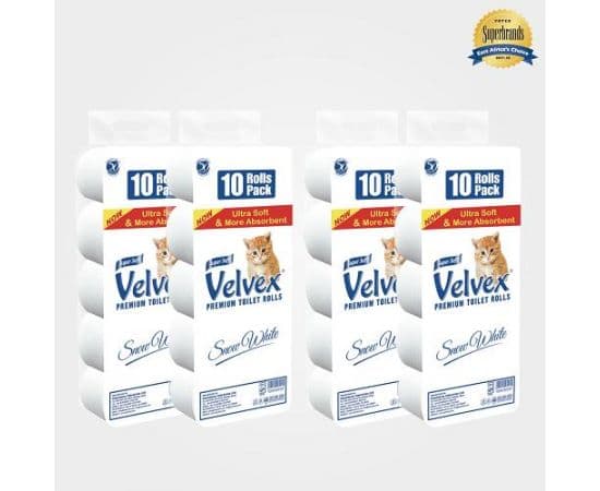 Velvex 2-Ply Toilet Tissue - 10s'x2 Rolls + Qik Dri Hand Towel Free - Bulkbox Wholesale