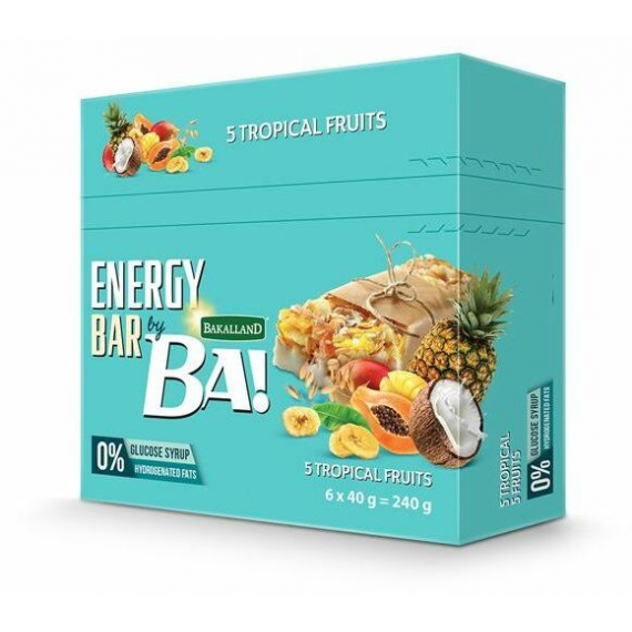 BAKALLAND - BA! ENERGY BAR 5 TROPICAL FRUITS 25X40G - Bulkbox Wholesale