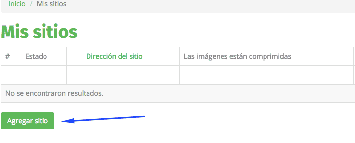 Cómo agregar un sitio a su cuenta OptiPic