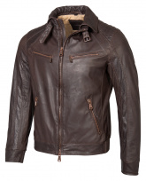Мужская кожаная куртка (коричневый), XL