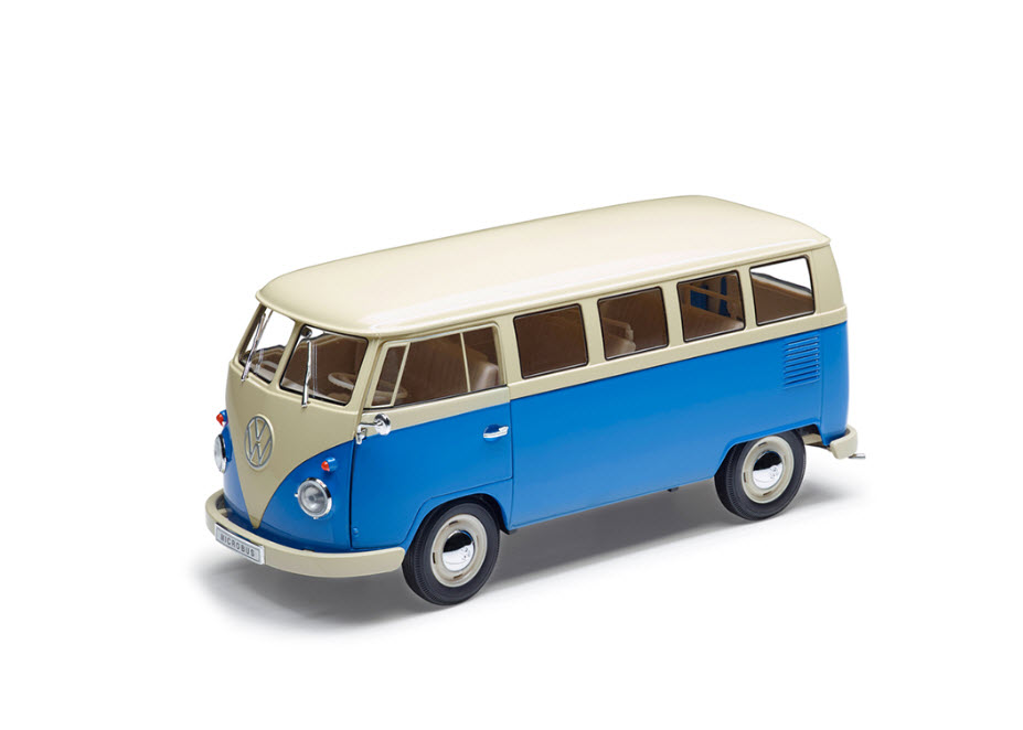 volkswagen t1 1963, 1:18, синий/белый, классическая коллекция VAG 231099302ALRD
