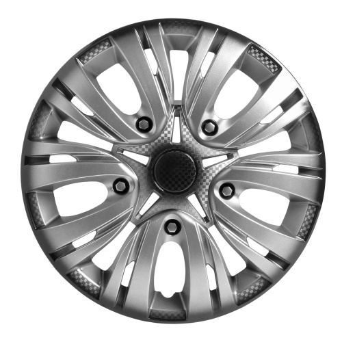 Колпаки колесные 13   Лион +  карбон, серебристо-черный цвет AIRLINE комплект 2 штуки (1) Арт. AWCC-13-02