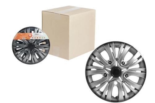 Колпаки колесные 13   Лион +  карбон, серебристо-черный цвет AIRLINE комплект 2 штуки (2) Арт. AWCC-13-02