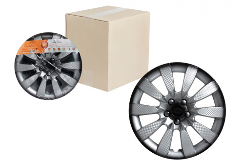 Колпаки колесные 13   Торнадо +  карбон, серебристо-черный цвет AIRLINE комплект 2 штуки (2) Арт. AWCC-13-07