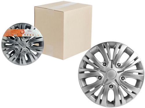 Колпаки колесные Лион 13  карбон, серебристый цвет AIRLINE комплект 2 штуки (2) Арт. AWCC-13-01