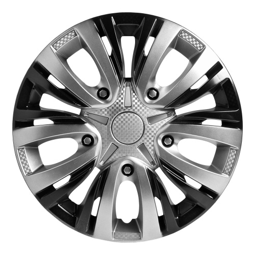 Колпаки колесные 13   Лион Т   карбон, серебристо-черный цвет AIRLINE комплект 2 штуки (1) Арт. AWCC-13-05