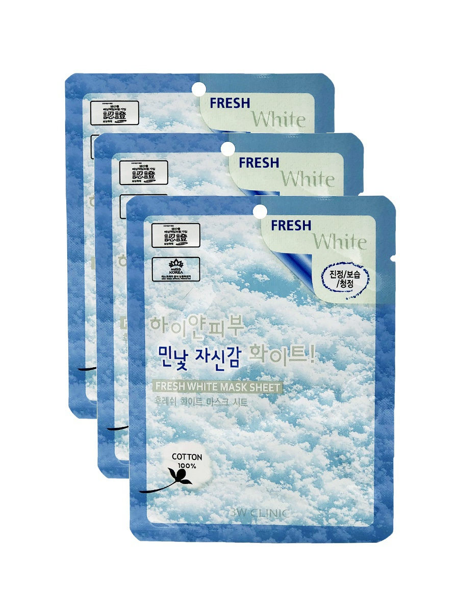Тканевая маска для лица с ниацинамидом 3W CLINIC Fresh White Mask Sheet