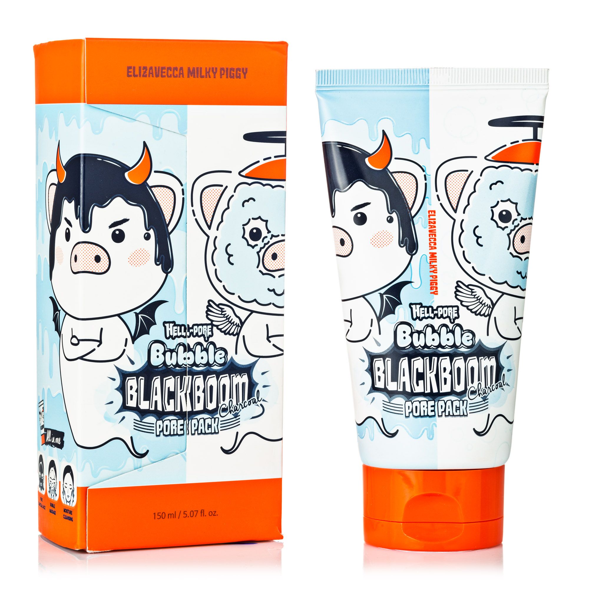 Черная кислородная маска для очищения пор Elizavecca Hell-Pore Bubble Blackboom Pore Pack