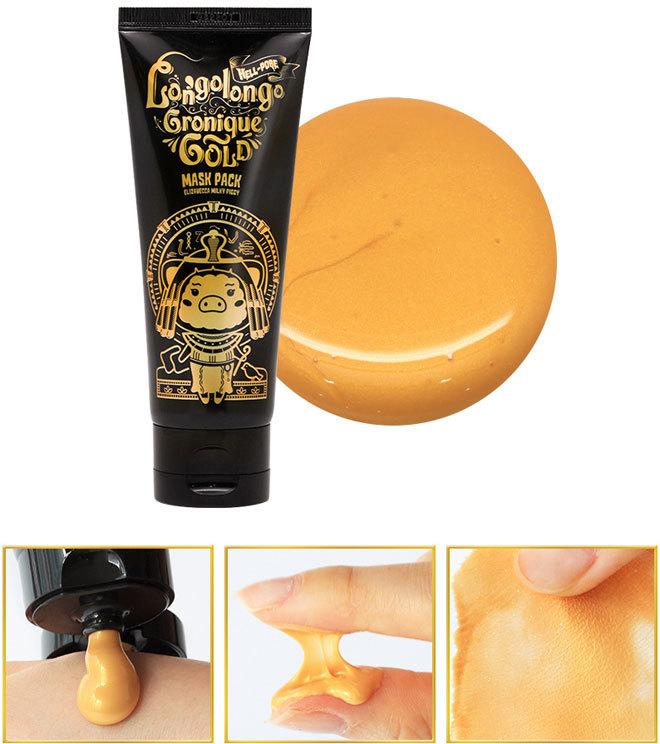 Золотая омолаживающая маска пленка Elizavecca Hell Pore Longolongo Gronique Gold Mask Pack