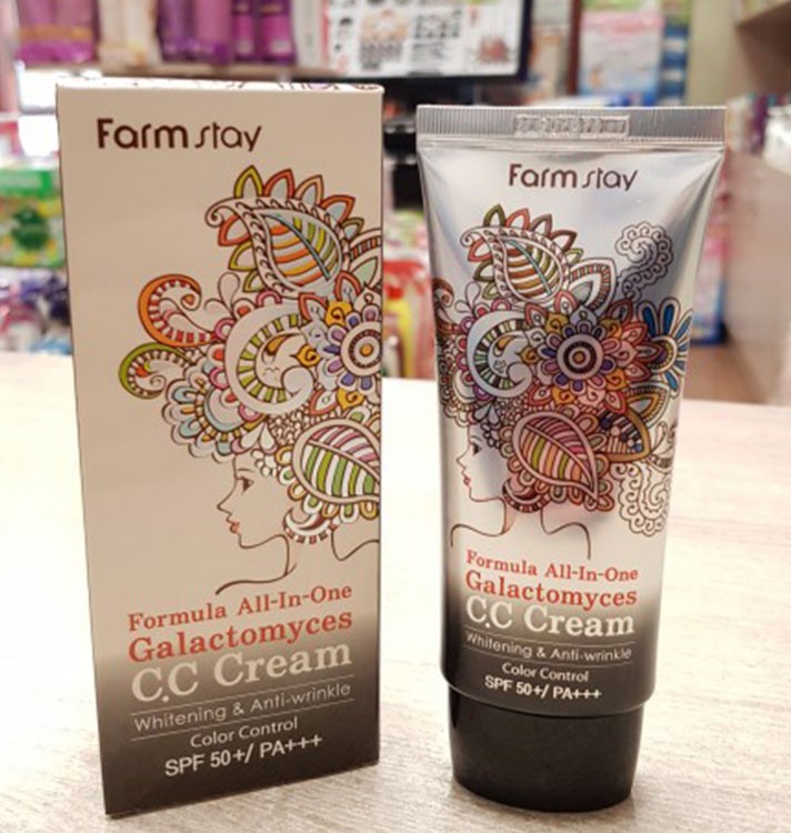 СС крем с фильтратом фермента галактомисис FarmStay Formula All In One Galactomyces CC Cream SPF50+/PA+++