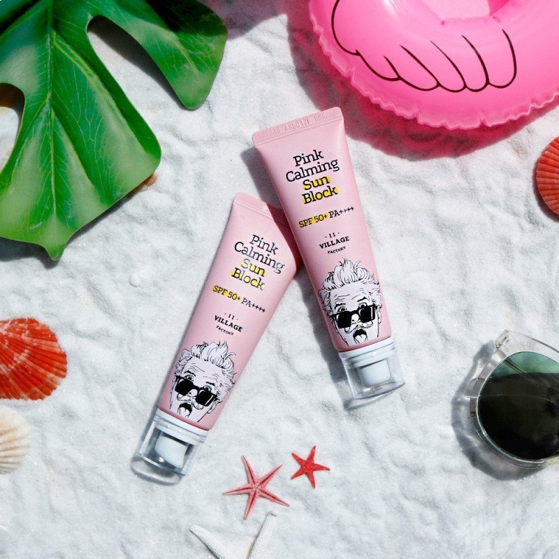 Успокаивающий солнцезащитный крем VILLAGE 11 FACTORY Pink Calming Sun Block SPF50+ PA++++ 25 мл