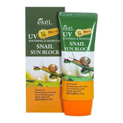 Солнцезащитный крем с муцином улитки EKEL UV SOOTHING & MOISTURE SNAIL SUN BLOCK SPF 50 PA+++