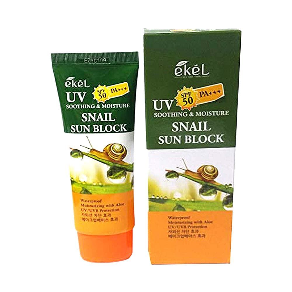 Солнцезащитный крем с муцином улитки EKEL UV SOOTHING & MOISTURE SNAIL SUN BLOCK SPF 50 PA+++