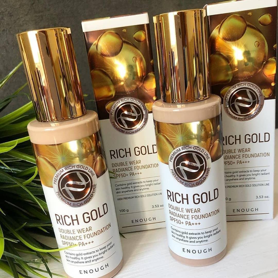 Тональный крем с частичками золота ENOUGH Rich Gold Double Wear Radiance Foundation SPF50+ PA+++ #21
