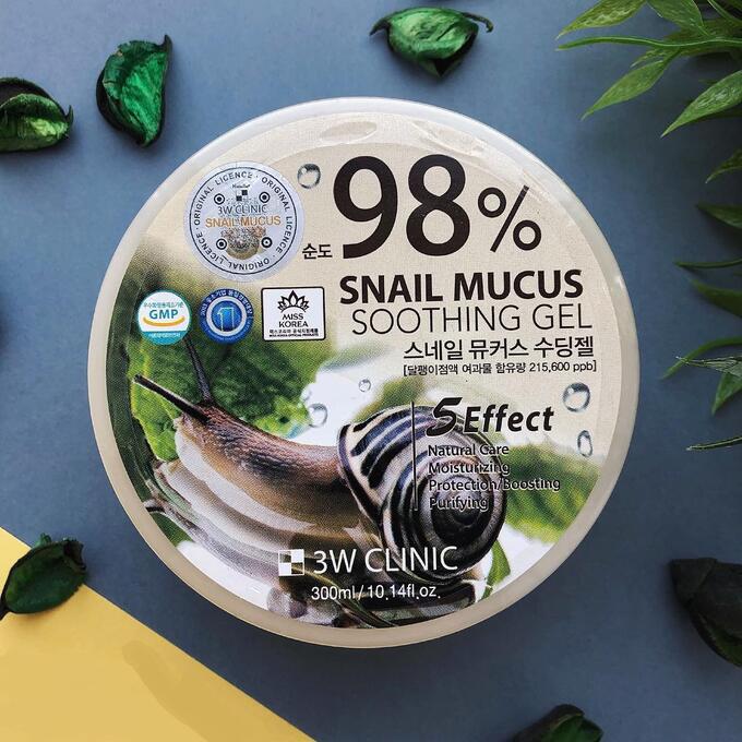 Универсальный гель с улиточным муцином 98% 3W CLINIC Snail Mucus Soothing Gel