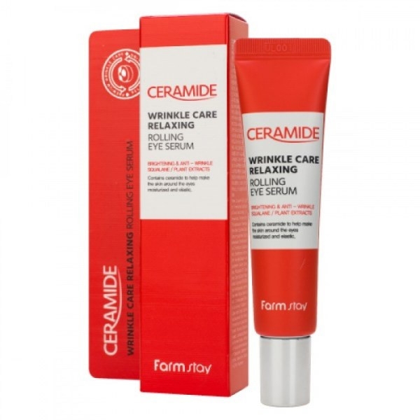 Укрепляющая сыворотка для кожи вокруг глаз с керамидам FarmStay Ceramide Wrinkle Care Relaxing Rolling Eye Serum