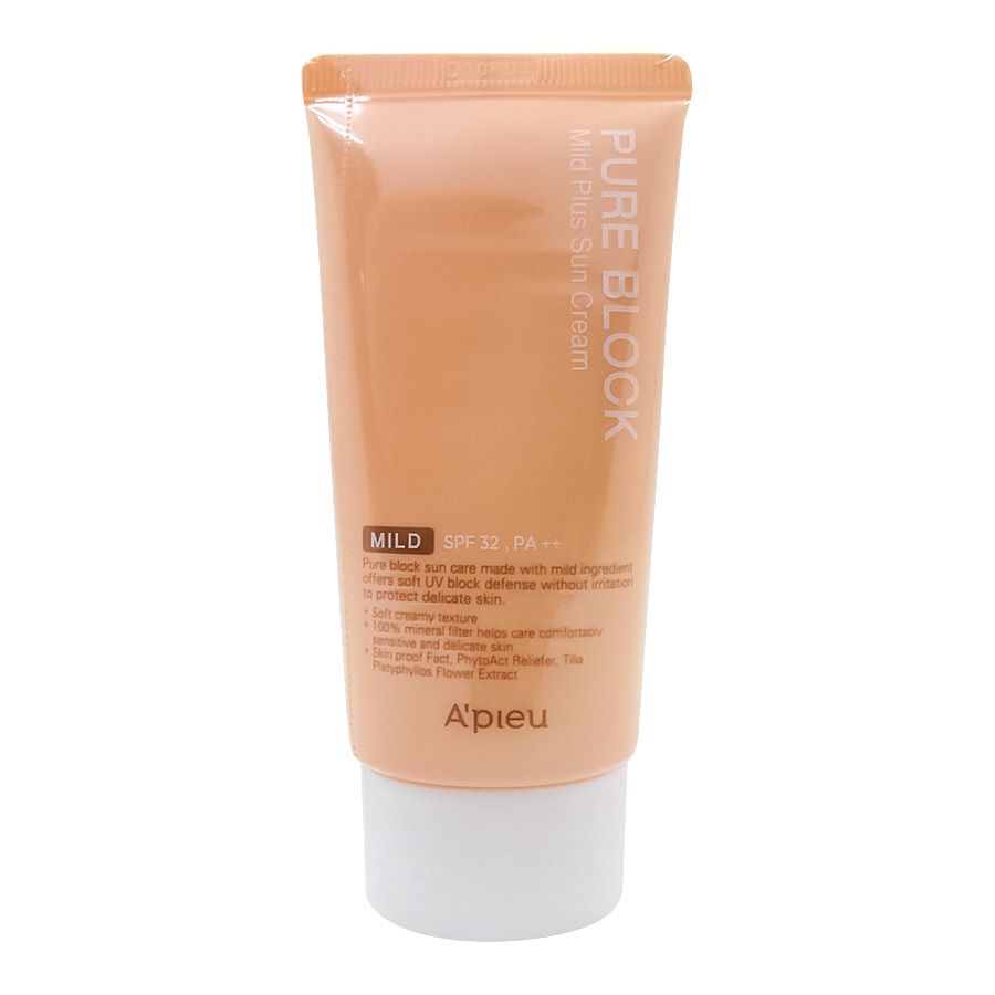 Мягкий солнцезащитный крем A'PIEU Pure Block Natural Mild Plus Sun Cream SPF32/PA++