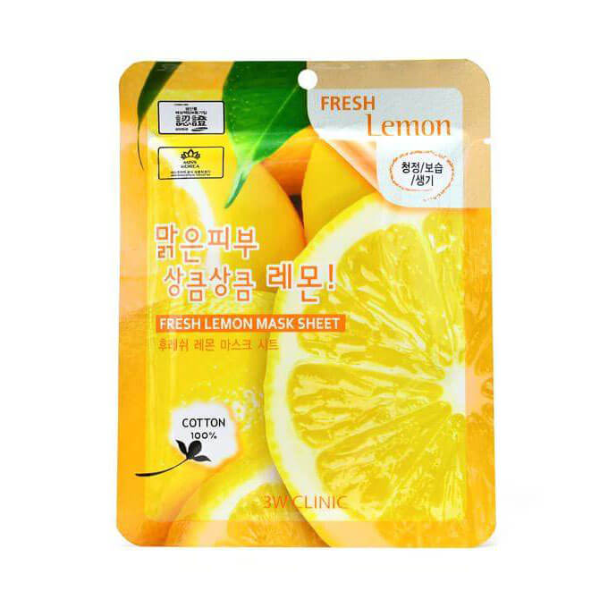 Тканевая маска для лица с экстрактом лимона 3W CLINIC Fresh Lemon Mask Sheet