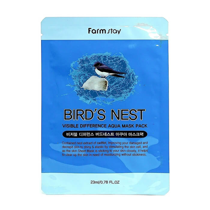 Тканевая маска для лица с экстрактом ласточкиного гнезда FarmStay Visible Difference Bird's Nest Aqua Mask Pack