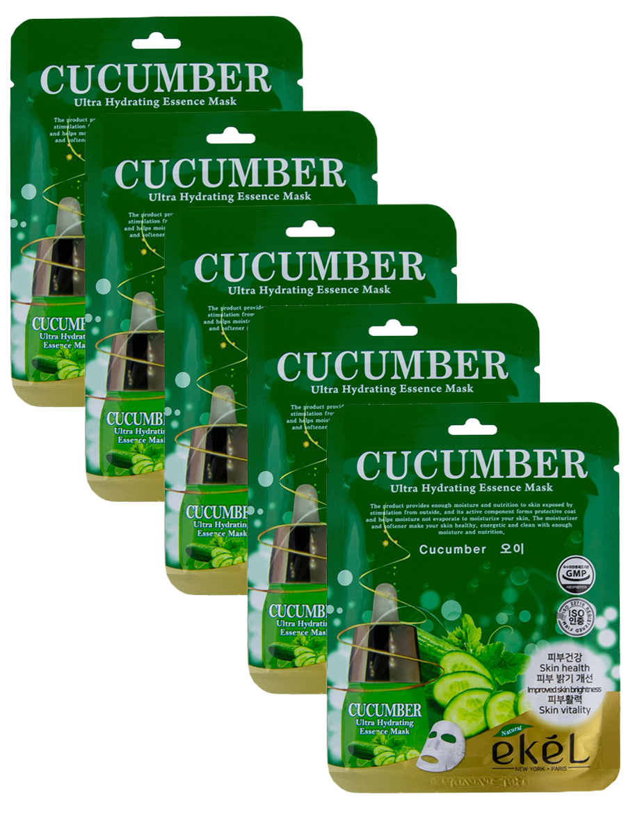 Тканевая маска для лица с экстрактом огурца EKEL Cucumber Ultra Hydrating  Essence Mask купить в интернет-магазине Koresmetica.ru