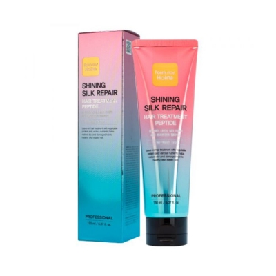Восстанавливающая маска для сияния и блеска волос с пептидами FarmStay Shining Silk Repair Hair Treatment Peptide