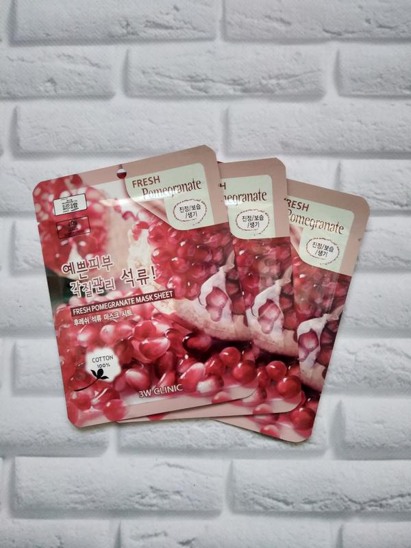 Тканевая маска для лица с экстрактом граната 3W CLINIC Fresh Pomegranate Mask Sheet