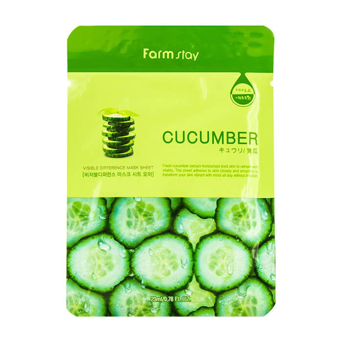 Увлажняющая маска для лица с экстрактом огурца FarmStay Visible Difference Mask Sheet Cucumber