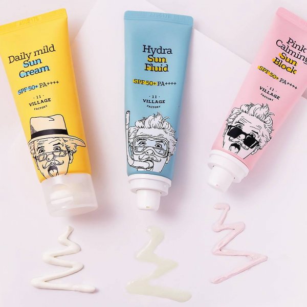 Успокаивающий солнцезащитный крем VILLAGE 11 FACTORY Pink Calming Sun Block SPF50+ PA++++ 25 мл