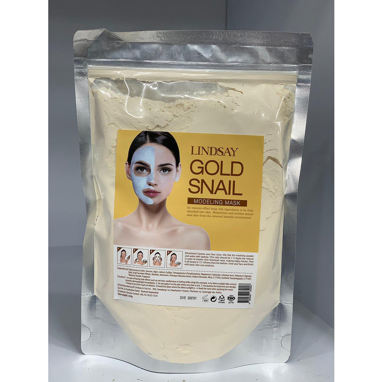 Альгинатная маска с муцином золотой улитки Lindsay Gold Snail Modeling Mask