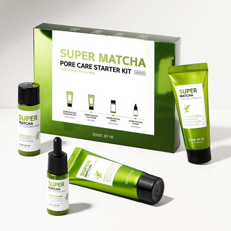 Набор: гель, маска, тонер, сыворотка SOME BY MI SUPER MATCHA PORE CARE STARTER KIT