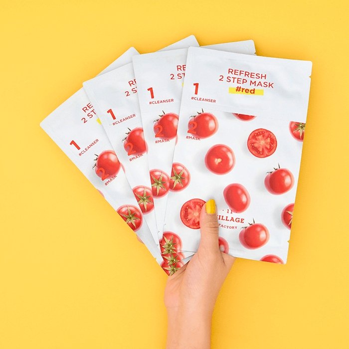 Освежающая двухшаговая программа для ухода за лицом VILLAGE 11 FACTORY Refresh 2 Step Mask #red
