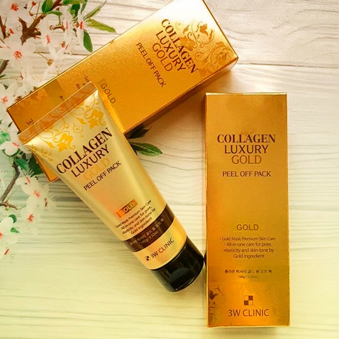 Золотая маска-плёнка с коллагеном 3W CLINIC Collagen Luxury Gold Peel Off Pack