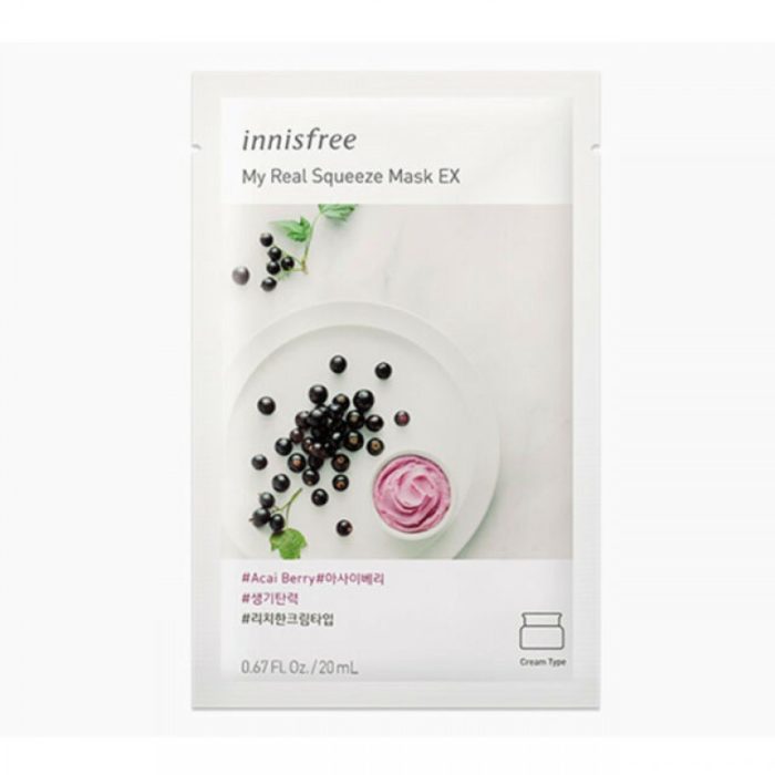 Тканевая маска для лица с соком ягод асаи Innisfree My Real Squeeze Mask Acai Berry