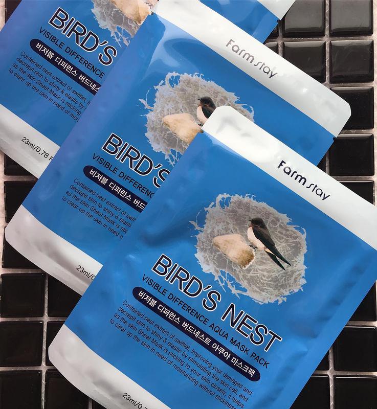 Тканевая маска для лица с экстрактом ласточкиного гнезда FarmStay Visible Difference Bird's Nest Aqua Mask Pack