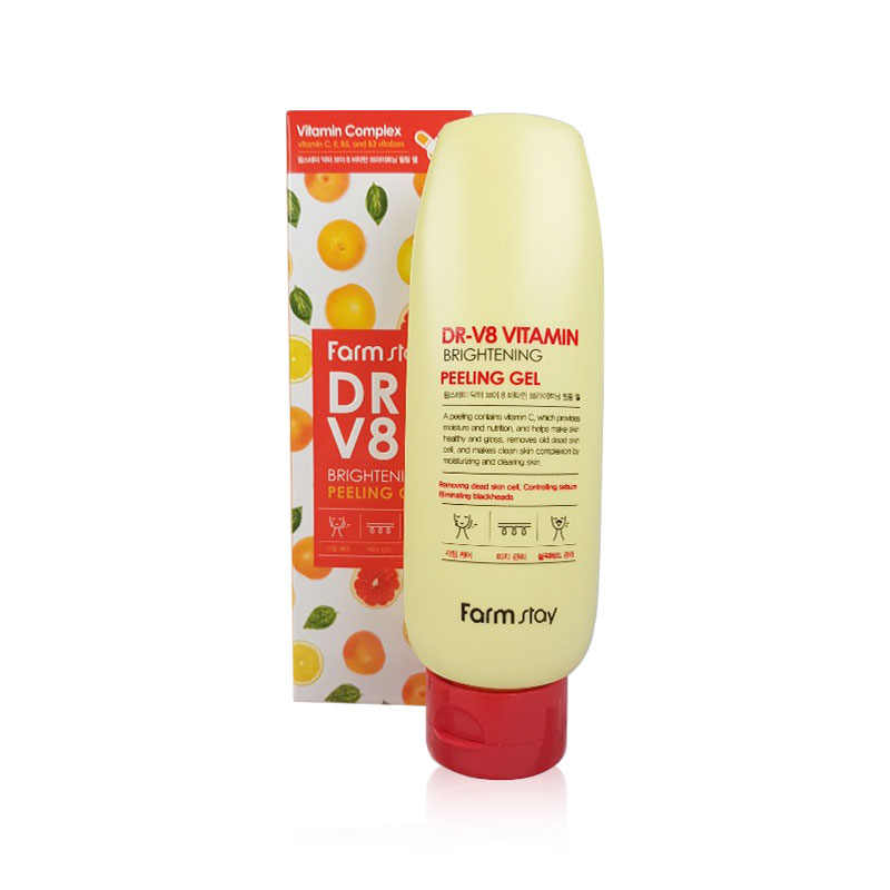 Гель с витаминным комплексом FarmStay DR-V8 Vitamin Brightening Peeling Gel